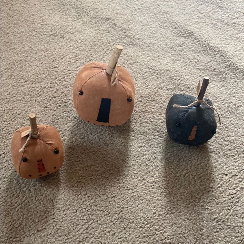 Set of Three Fabric Primitive Pumpkins